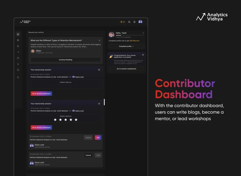 The Analytics Vidhya Dashboard